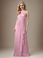 Vestido Ruby Sheath de malla metálica con un solo hombro para la madre de la novia