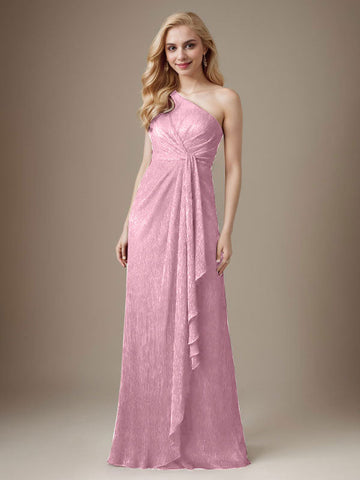 Ruby Sheath One Shoulder Metallic Mesh Dress Mother of the Bride Dress