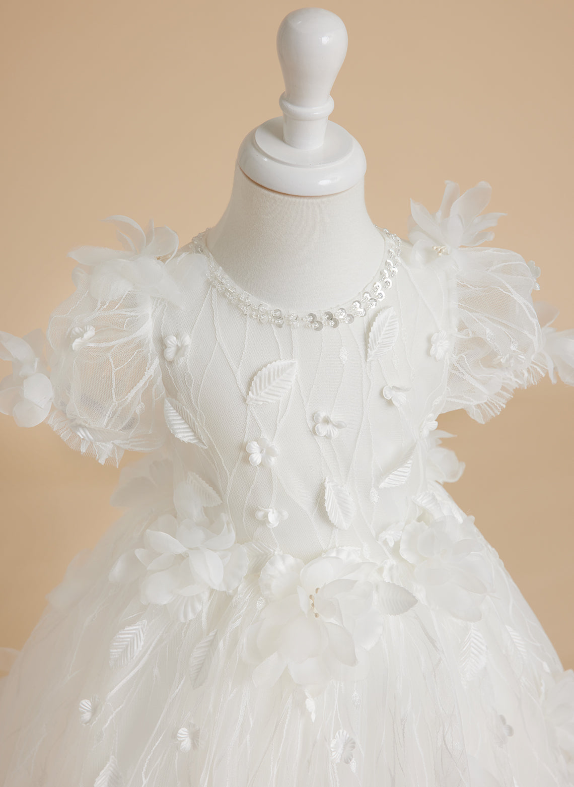 Vestido blanco de tul estilo princesa para bebé niña 