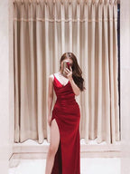 Vestido de fiesta sencillo con tirantes finos, vestido de noche sexy Y715