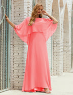 Vestido de dama de honor Sunderly para mujer, manga larga, cuello en V, de gasa, vestido formal de fiesta de boda SY28018