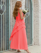 Vestido largo de gasa de talla grande para la madre de la novia, vestido de gala para dama de honor, vestido de graduación SY28019