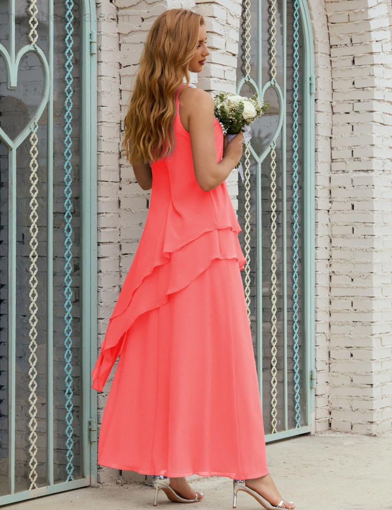 Vestido largo de gasa de talla grande para la madre de la novia, vestido de gala para dama de honor, vestido de graduación SY28019