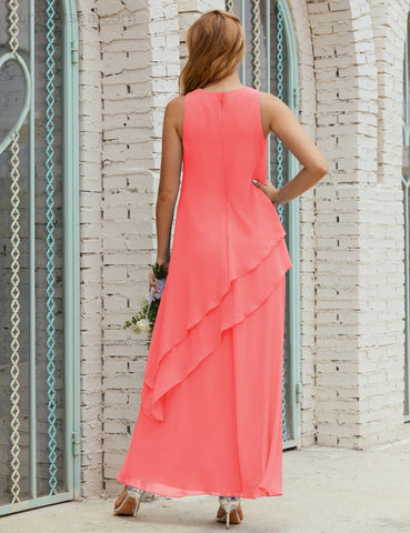 Vestido largo de gasa de talla grande para la madre de la novia, vestido de gala para dama de honor, vestido de graduación SY28019