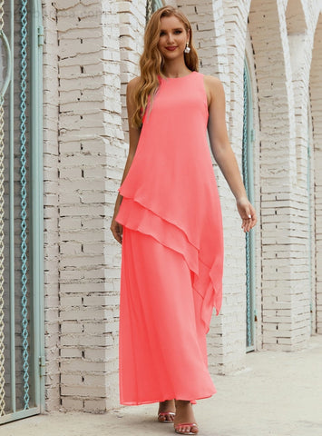 Vestido largo de gasa de talla grande para la madre de la novia, vestido de gala para dama de honor, vestido de graduación SY28019