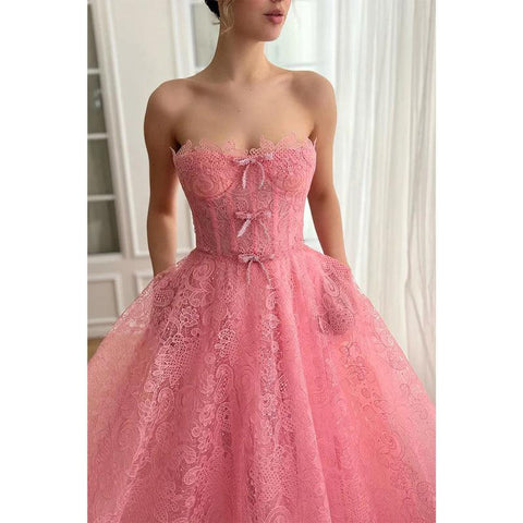 Tulle A-line Sweetheart Strapless with Pockets Party Prom Evening Dress