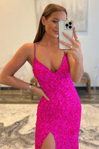 Robe de bal longue sirène à paillettes