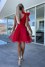 Robe courte en tulle à une épaule avec nœud Lifetime Celebrations 