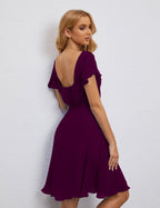 Robe de soirée dos nu, robe de bal formelle, longueur genou, manches courtes, robe de cocktail 28077 