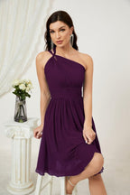Vestido corto de gasa con un solo hombro para dama de honor de mujer Baoleely, ideal para fiestas y eventos formales como el baile de bienvenida (modelo 2804).