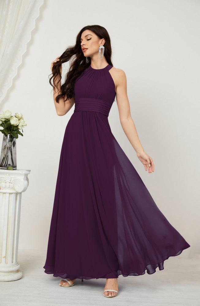 Robe de soirée formelle Baoleely en mousseline de soie, col licou, longue, sans manches, robe de demoiselle d'honneur 2802 