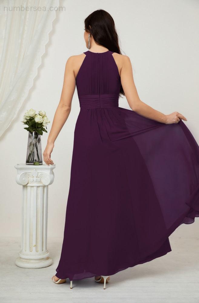 Robe de soirée formelle Baoleely en mousseline de soie, col licou, longue, sans manches, robe de demoiselle d'honneur 2802 