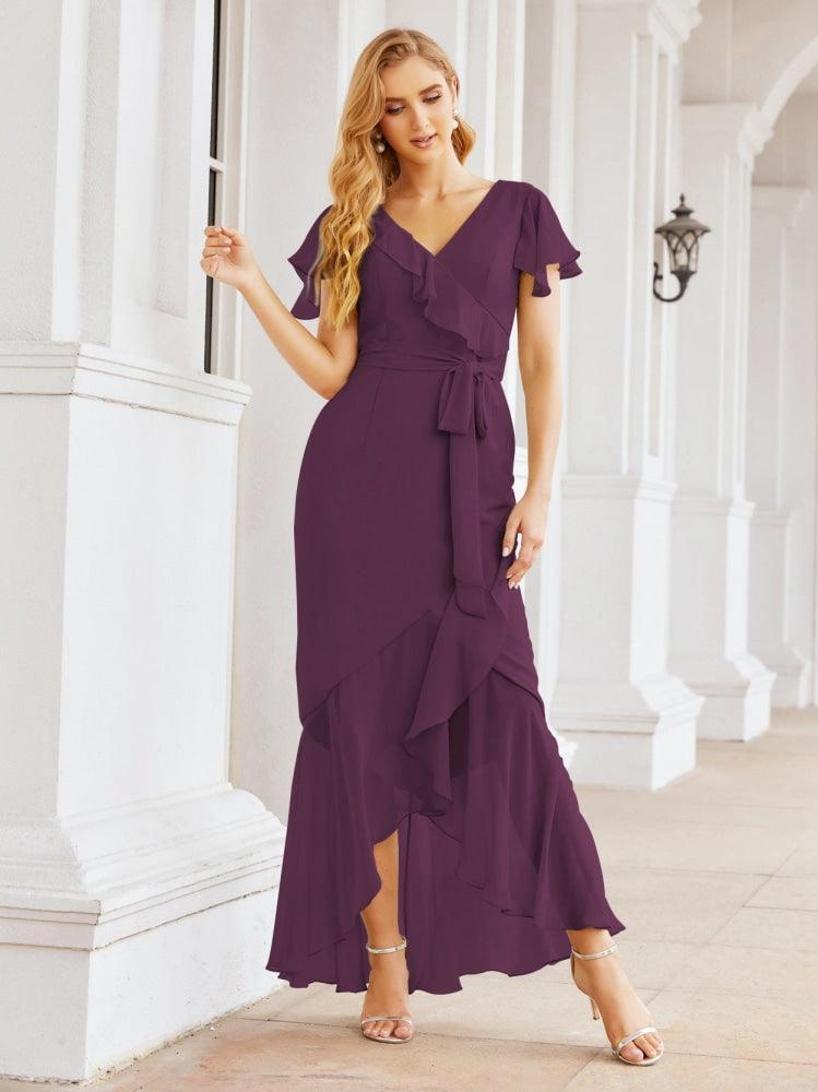 Baoleely Ruffled Bridesmaid Dresses Mermaid Formal Violin Evening Party Prom Gowns 28042