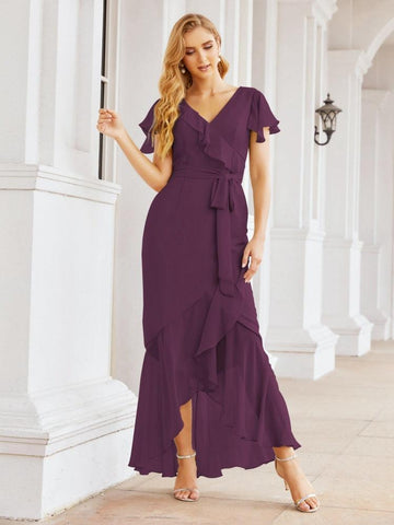 Vestidos de dama de honor Baoleely con volantes, estilo sirena, para fiestas formales, vestidos de noche, bailes de graduación y vestidos de violín 28042