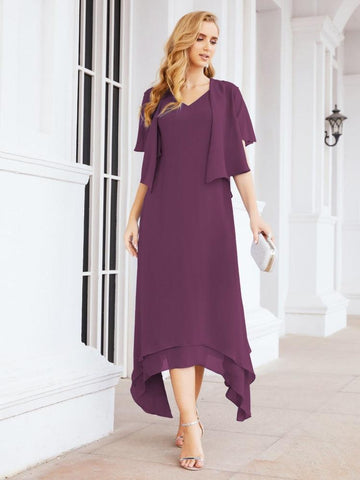 Vestido de fiesta formal de dos piezas corte A para la madre de la novia Sunderly SY28073