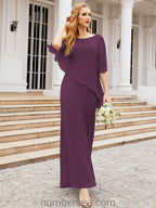 Vestido largo de fiesta formal Sunderly para la madre de la novia con capa de volantes SY28026