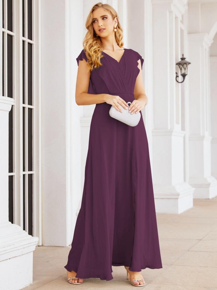 Vestidos de dama de honor Sunderly, vestido de gala formal con capa, vestido con espalda descubierta para la madre de la novia SY28058 
