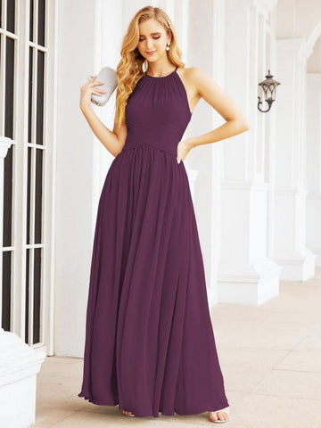 Baoleely Sleeveless Bridesmaid Dresses Long Prom Gown Zipper with Keyhole Back 28056