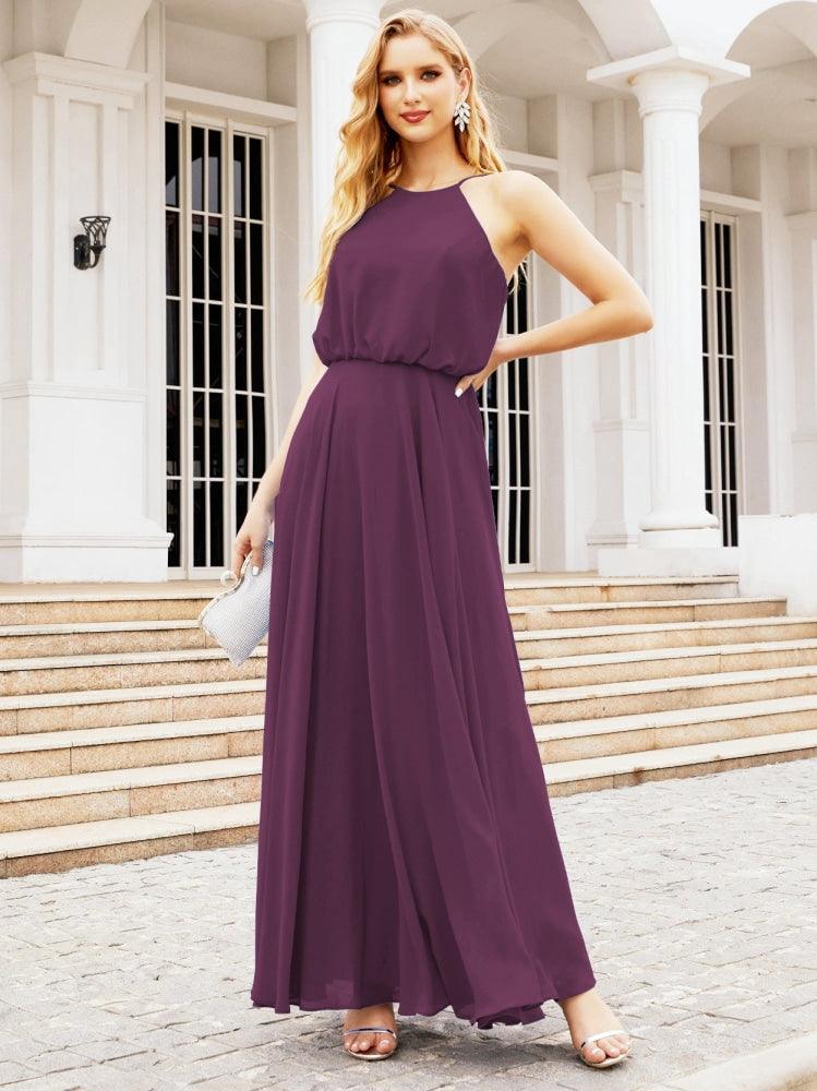 Baoleely  Halter Long Bridesmaid Dresses Formal A line Juniors Dress 28029