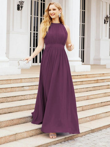 Baoleely Halter Bridesmaid Dress Empire Waist Formal Evening Prom Gown for Mother of The Bride 28030
