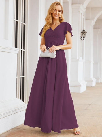 Baoleely Formal Prom Gowns for Mother of The Bride Cap Sleeves Bridesmaid Dress 28047