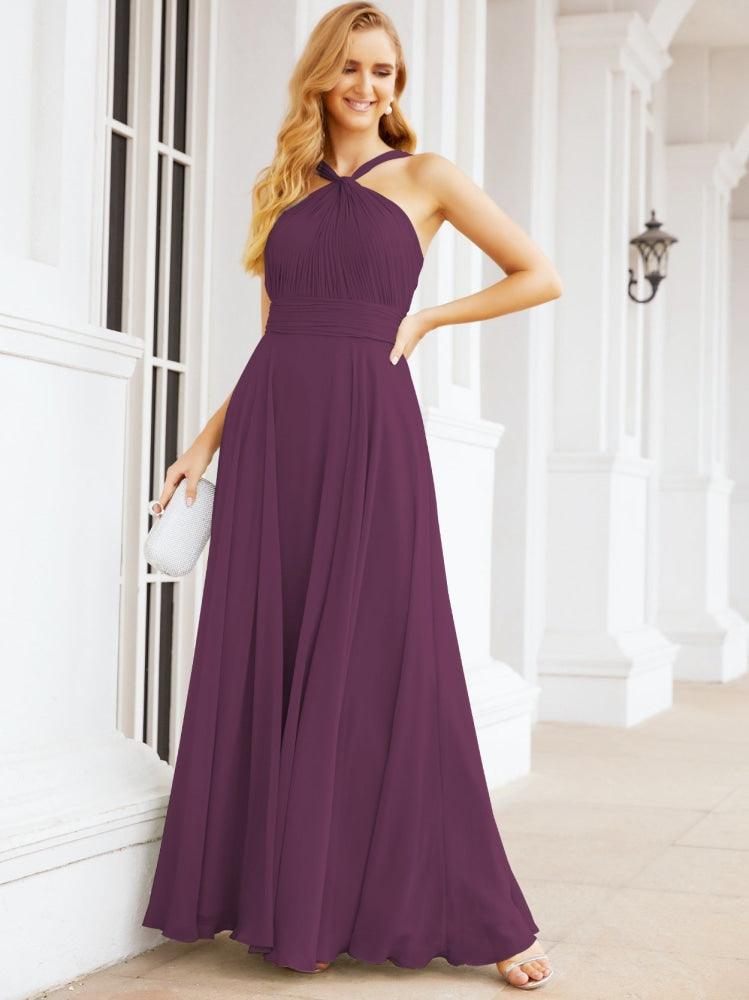 Baoleely Crisscross Halter Bridesmaid Dresses for Party Wedding Evening Prom Maxi Ball Gowns 28053