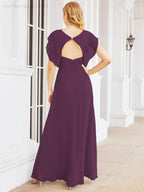 Robe de demoiselle d'honneur Sunnderly, robe de bal formelle à cape, robe dos nu pour la mère de la mariée SY28058 