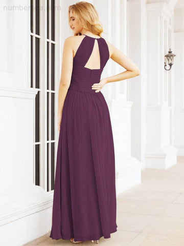 Baoleely Sleeveless Bridesmaid Dresses Long Prom Gown Zipper with Keyhole Back 28056