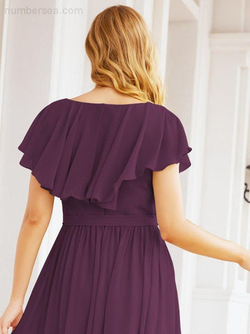 Vestidos de dama de honor con mangas abullonadas para fiesta formal de noche y graduación 28044 