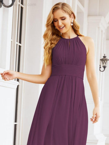 Vestidos de dama de honor Baoleely con escote tipo ojo de cerradura, sin mangas, para fiestas formales de noche y graduación 28043