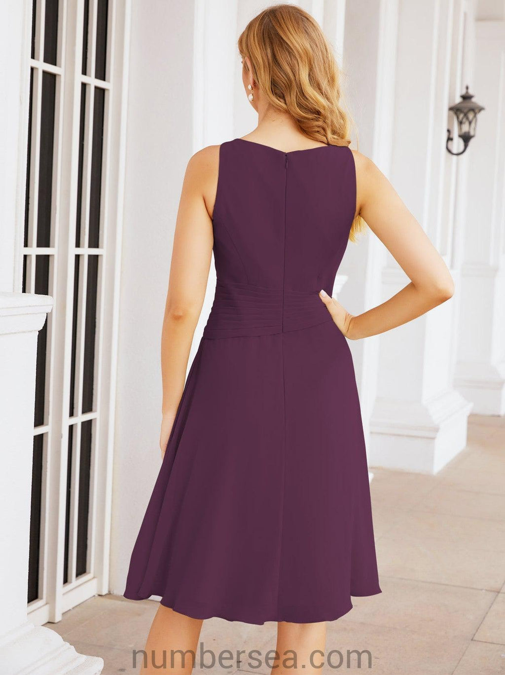 Vestidos de la madre de la novia de Sunderly, vestido de graduación, vestido plisado informal SY28065