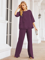 Baoleely Élégante robe mère de la mariée 2 pièces, grande taille, pantalon, volants, couches argentées, peignoir 28064