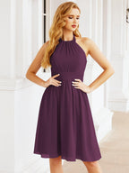 Robe de demoiselle d'honneur courte en mousseline de soie, dos nu, sans manches, robe de soirée formelle, dos nu, Baoleely 28023 