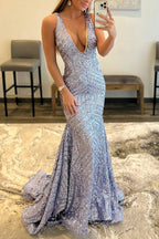 Robe de bal longue sirène à sequins