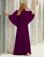 Vestido de dama de honor Sunderly para mujer, manga larga, cuello en V, de gasa, vestido formal de fiesta de boda SY28018