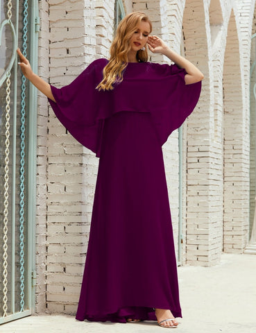 Vestido de dama de honor Sunderly para mujer, manga larga, cuello en V, de gasa, vestido formal de fiesta de boda SY28018