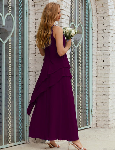 Vestido largo de gasa de talla grande para la madre de la novia, vestido de gala para dama de honor, vestido de graduación SY28019