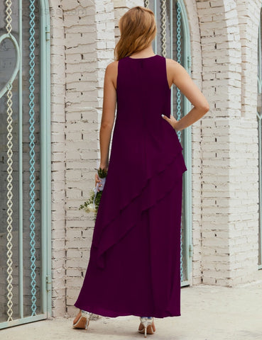 Vestido largo de gasa de talla grande para la madre de la novia, vestido de gala para dama de honor, vestido de graduación SY28019