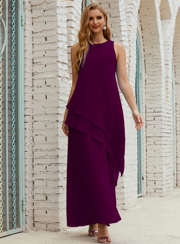 Vestido largo de gasa de talla grande para la madre de la novia, vestido de gala para dama de honor, vestido de graduación SY28019