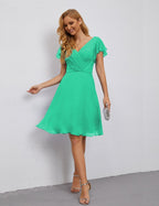 Robe de soirée dos nu, robe de bal formelle, longueur genou, manches courtes, robe de cocktail 28077 