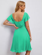 Robe de soirée dos nu, robe de bal formelle, longueur genou, manches courtes, robe de cocktail 28077 