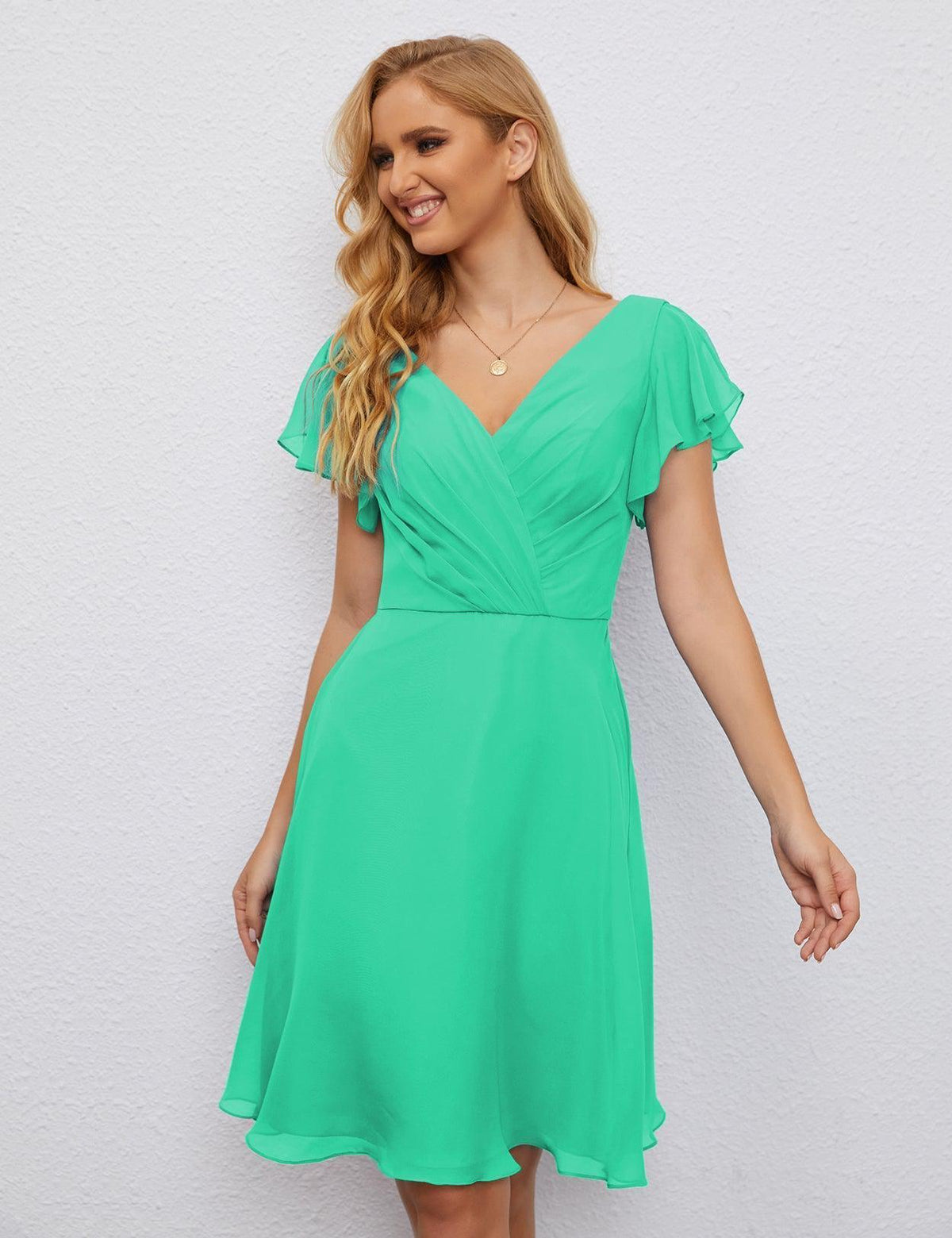 Robe de soirée dos nu, robe de bal formelle, longueur genou, manches courtes, robe de cocktail 28077 