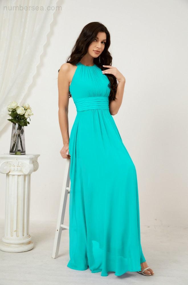Robe de soirée formelle Baoleely en mousseline de soie, col licou, longue, sans manches, robe de demoiselle d'honneur 2802 