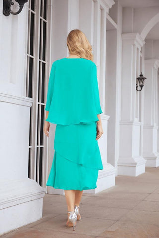 Vestido de fiesta formal de dos piezas corte A para la madre de la novia Sunderly SY28072