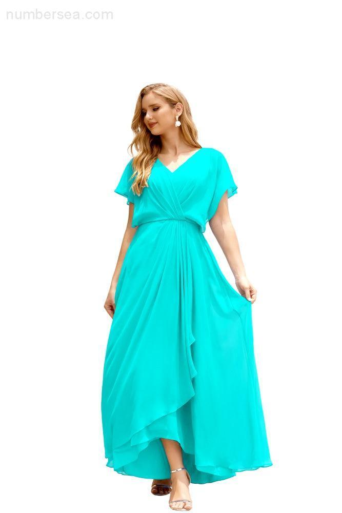 Vestido Baoleely para la madre de la novia, talla grande, escote en V, largo hasta el suelo, formal, para invitada de boda 28020