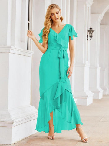 Vestidos de dama de honor Baoleely con volantes, estilo sirena, para fiestas formales, vestidos de noche, bailes de graduación y vestidos de violín 28042