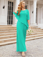 Vestido largo de fiesta formal Sunderly para la madre de la novia con capa de volantes SY28026