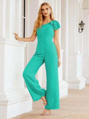 Baoleely Women's One Shoulder Long Jumpsuit Formal Evening Dress Long Bridesmaid Dresses Pants Wedding Party 28034