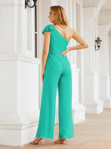 Baoleely Women's One Shoulder Long Jumpsuit Formal Evening Dress Long Bridesmaid Dresses Pants Wedding Party 28034