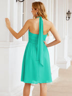 Robe de demoiselle d'honneur courte en mousseline de soie, dos nu, sans manches, robe de soirée formelle, dos nu, Baoleely 28023 